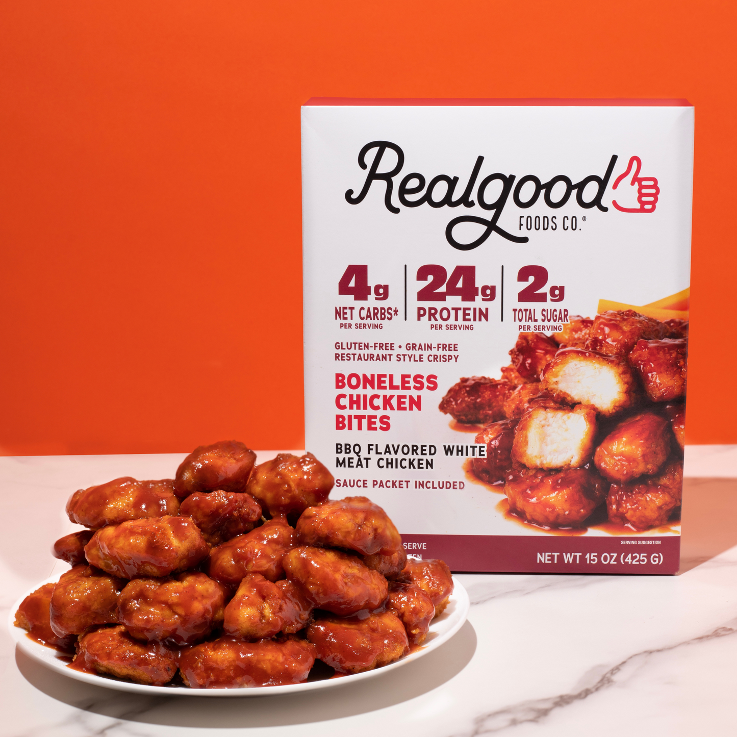 Real Good Foods BBQ Boneless Chicken Bites prepared