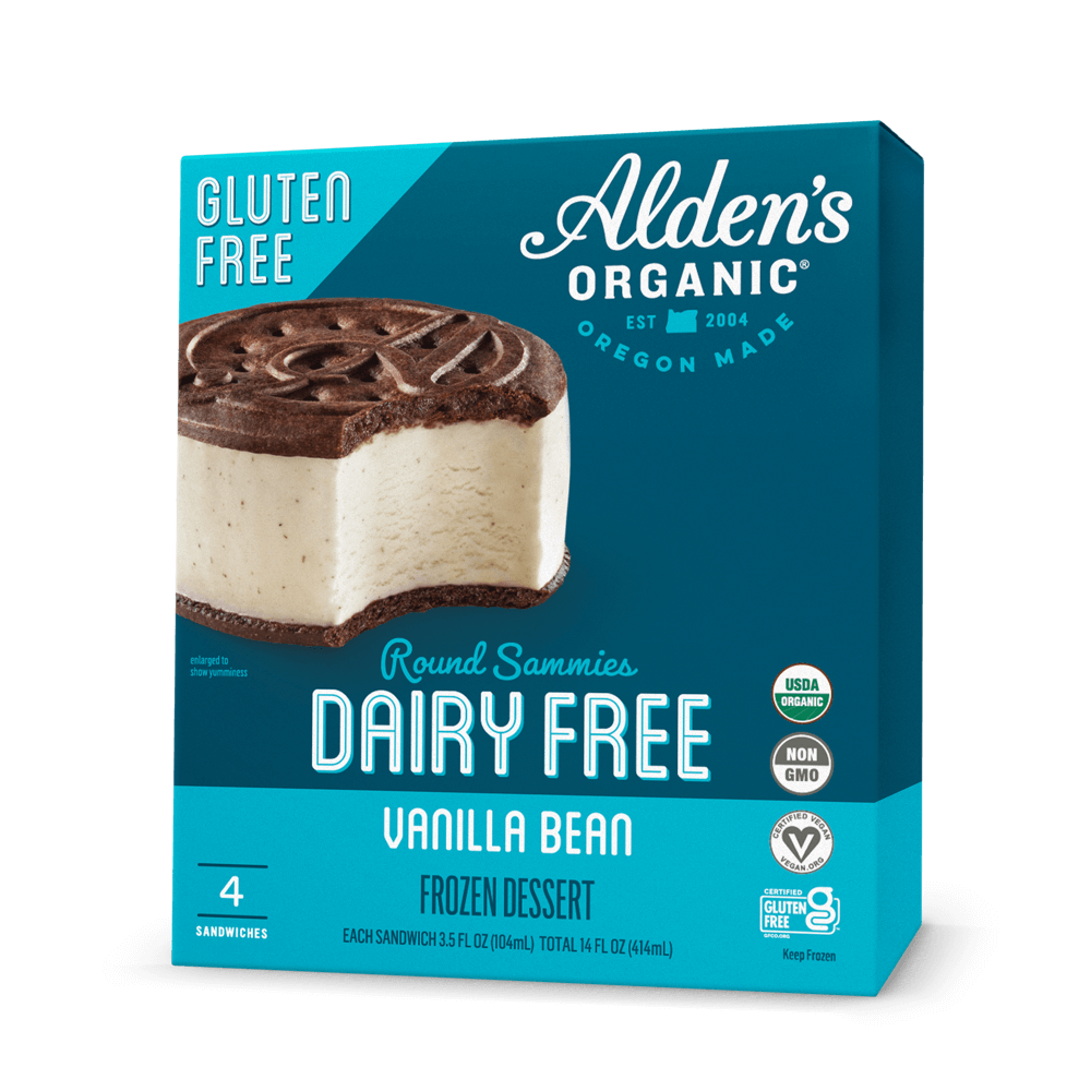 Alden's Organic Dairy Free Gluten Free Vanilla Bean Round Sammie - 4 Pack