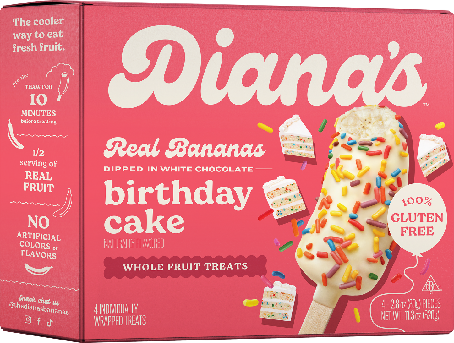 Diana's White Chocolate Birthday Cake Banana Treats - 4 pack
