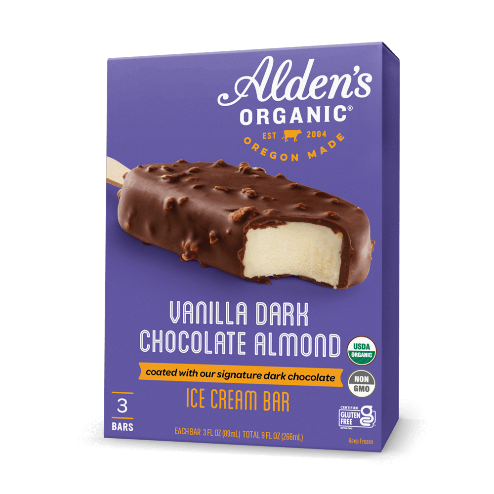 Alden's Organic Vanilla Dark Chocolate Almond Ice Cream Bar - 3 Pack