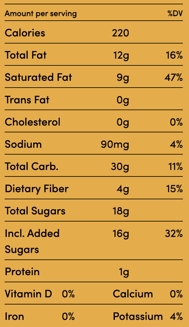 Healthy Goodness Craig's Vegan Kursten's PB Krunch Pint Nutrition Facts