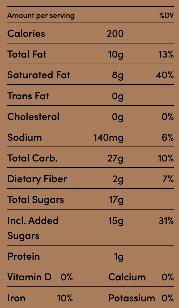 Healthy Goodness Craig's Vegan Perfectly Chocolate Pint Nutrition Facts