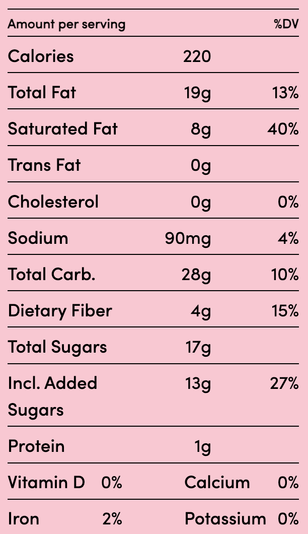Healthy Goodness Craig's Vegan Sunset & Strawberry Pint Nutrition Facts