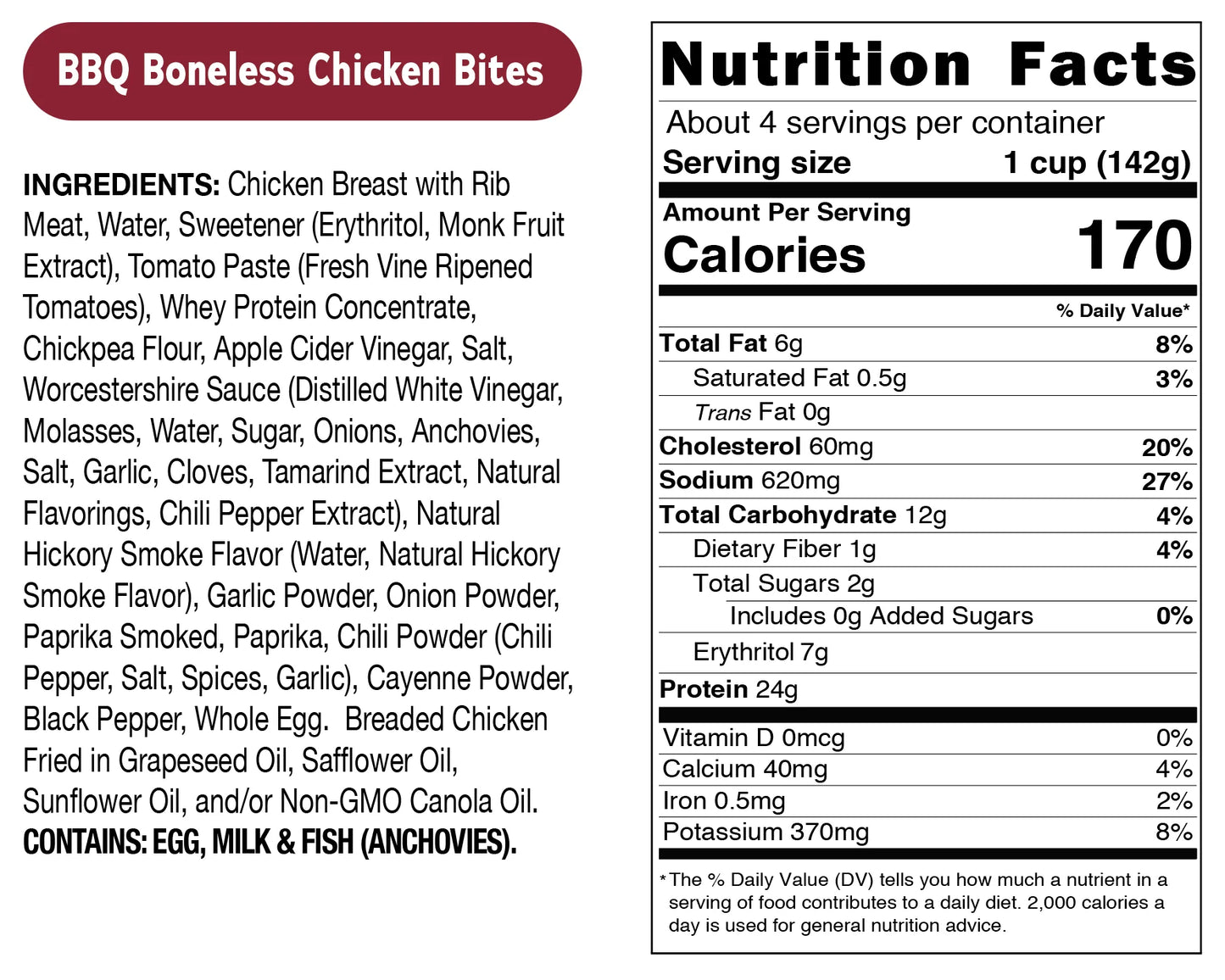 Real Good Foods BBQ Boneless Chicken Bites Nutrition and Ingredients