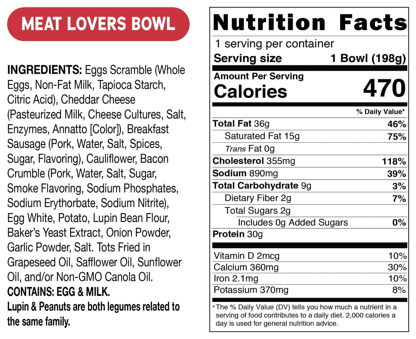 Real Good Foods Meat Lovers Egg & Cheese Breakfast Bowl