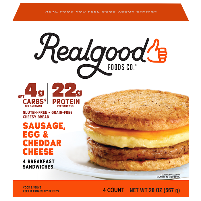 Real Good Foods Breakfast Sandwich Sausage, Egg & Cheese (4 count)