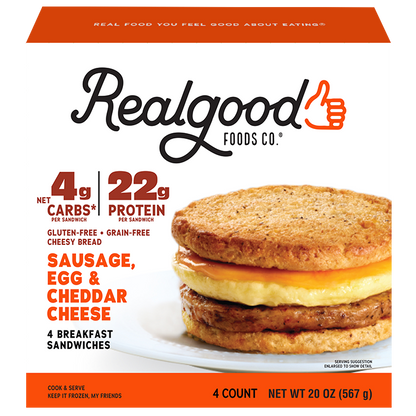 Real Good Foods Breakfast Sandwich Sausage, Egg & Cheese (4 count)