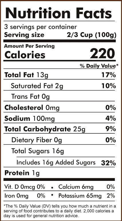 Cado Java Chip Pint-nutrition