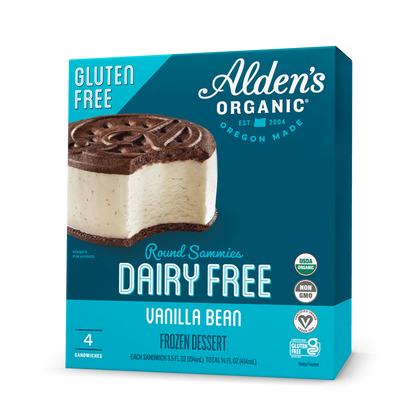 Alden's Organic Dairy Free Gluten Free Vanilla Bean Round Sammie - 4 Pack
