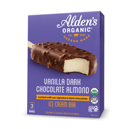Alden's Organic Vanilla Dark Chocolate Almond Ice Cream Bar - 3 Pack