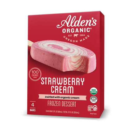 Alden's Organic Strawberry Cream Bar - 4 Pack