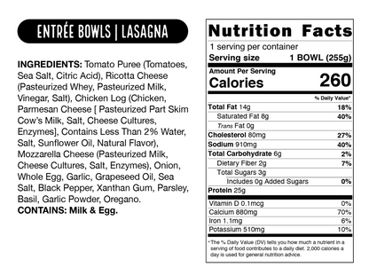 Real Good Foods Lasagna Bowl Nutrition facts and ingredients
