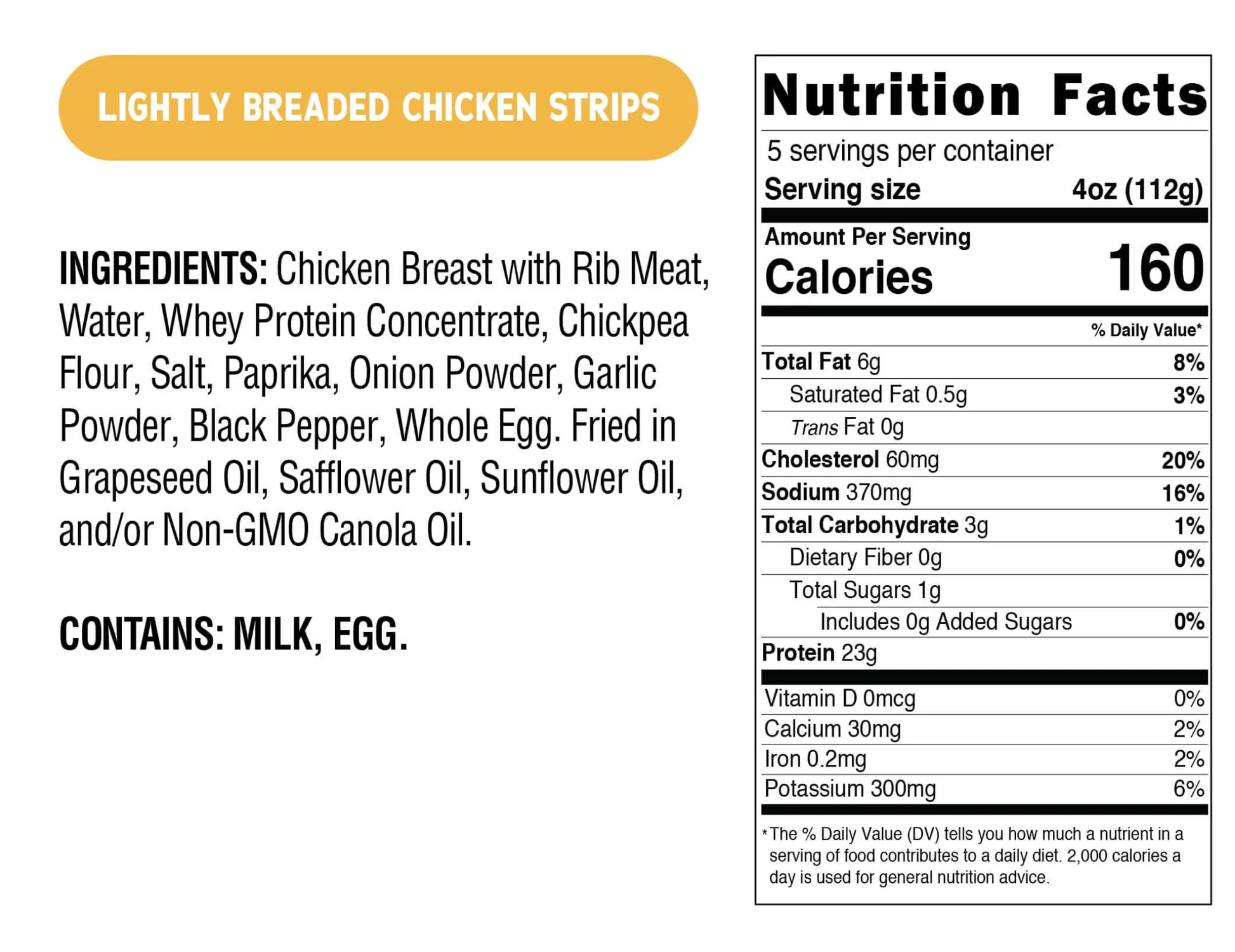 Real Good Foods Chicken Strips Nutrition & Ingredients