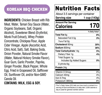 Real Good Foods Korean BBQ Style Chicken Nutrition Facts and Ingredients
