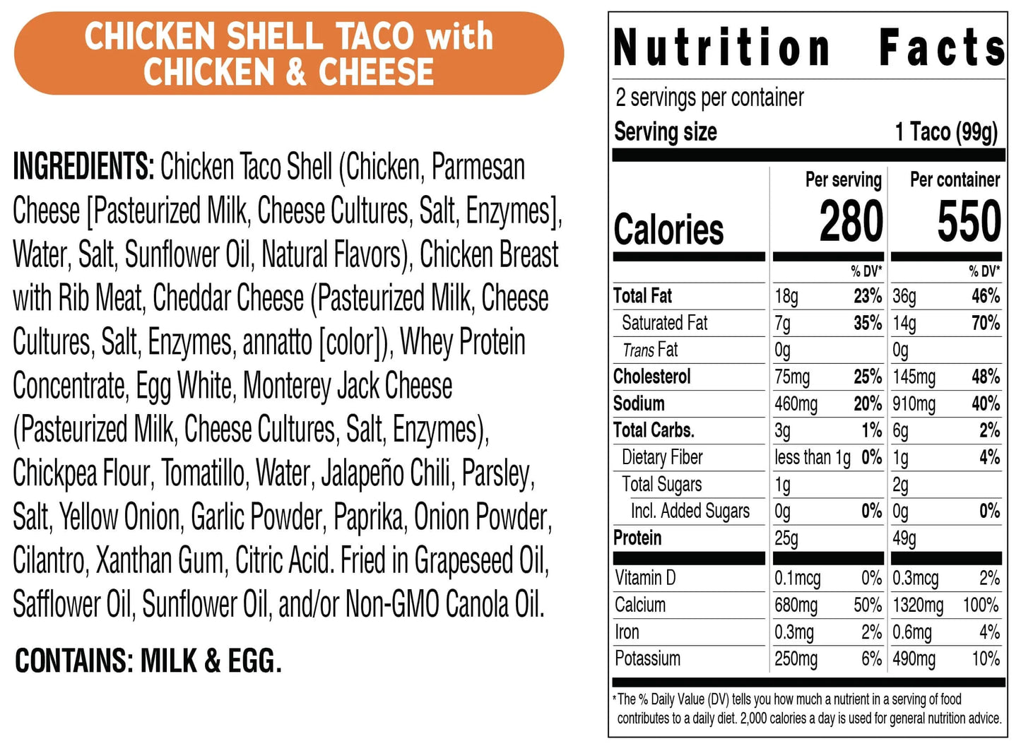 Real Good Foods Crispy Chicken Shell Chicken Tacos