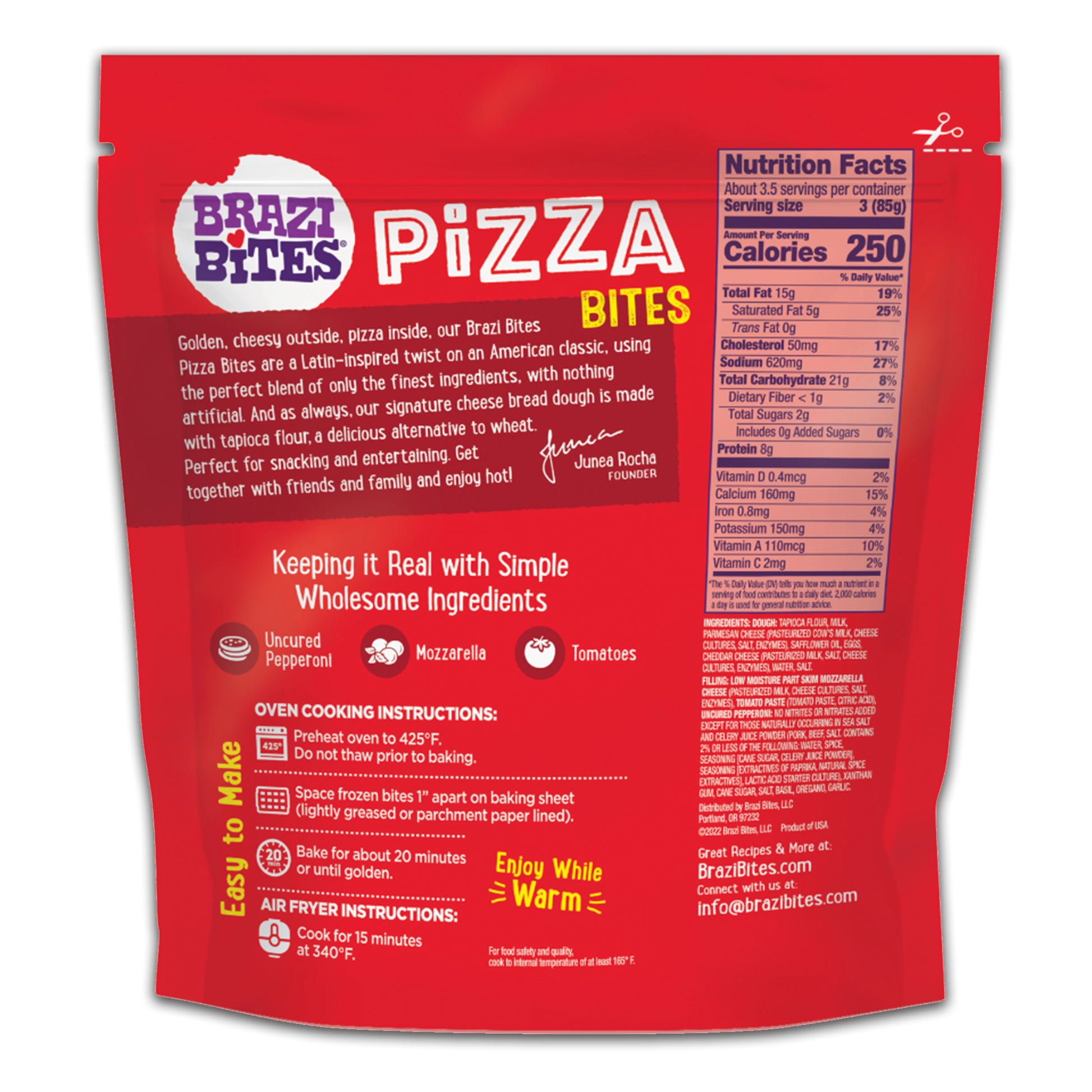 Brazi Bites Pepperoni Pizza Bites- back of packaging