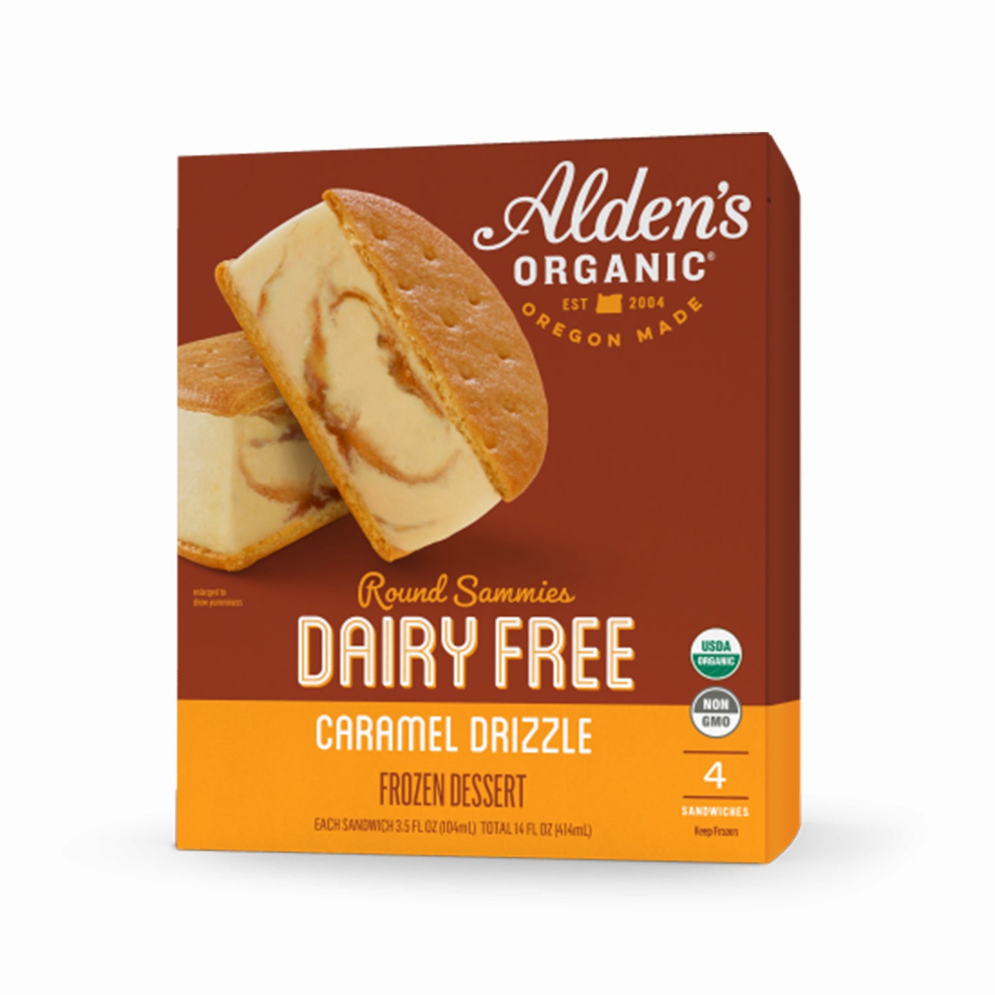 Alden's Dairy Free Caramel Drizzle Round Sammie - 4 Pack